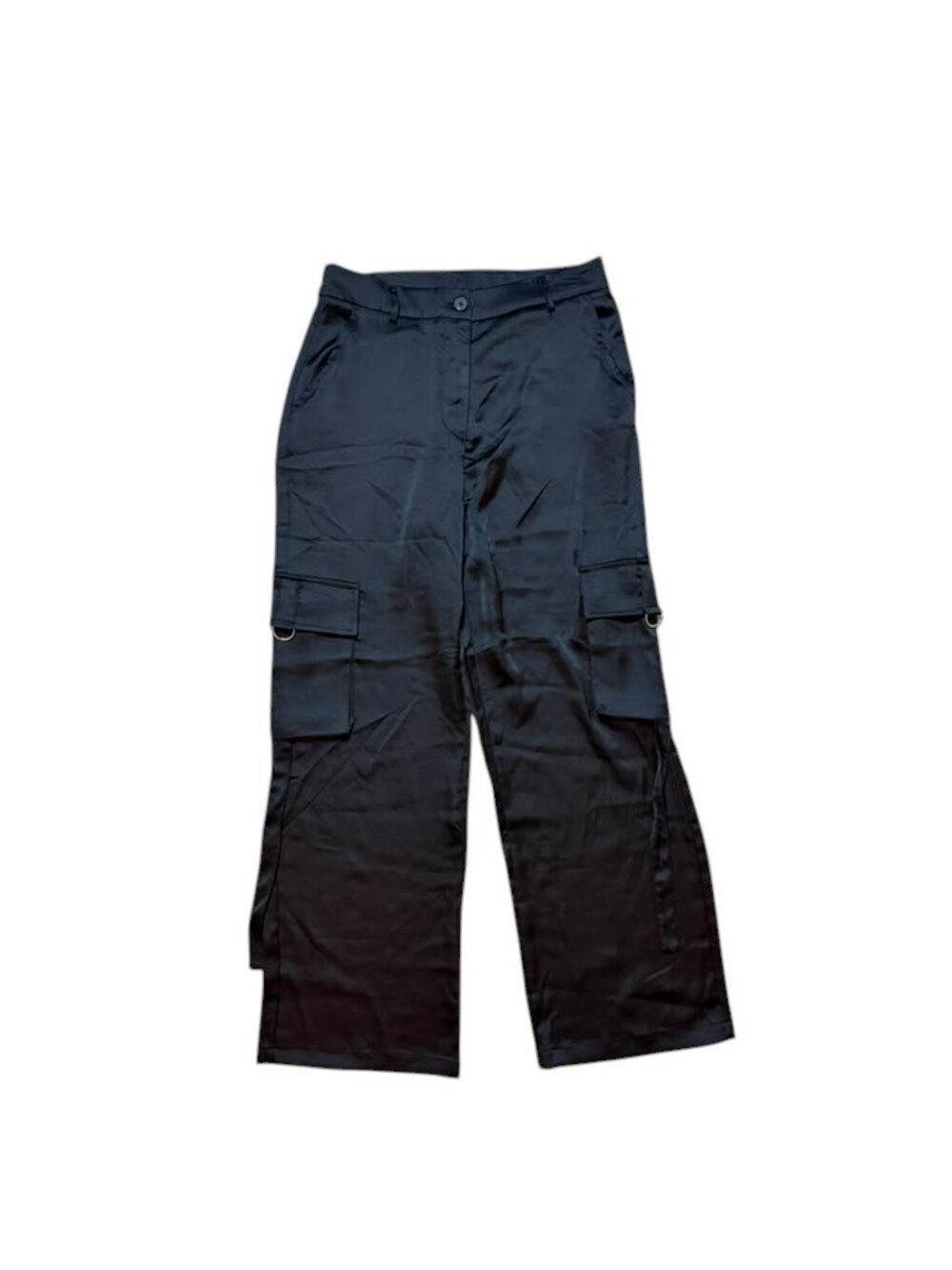 Sincerely Jules Cargo Pants Women L Black Wide Leg Utility Pocket NWT High Rise